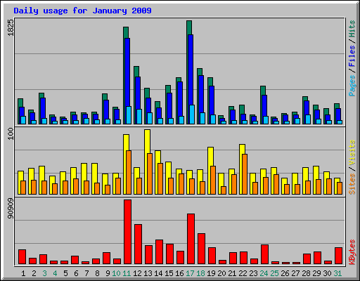 Daily usage for January 2009