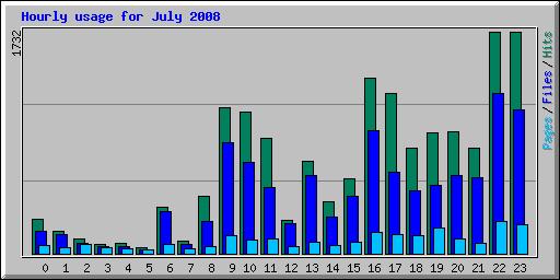 Hourly usage for July 2008