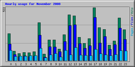 Hourly usage for November 2008