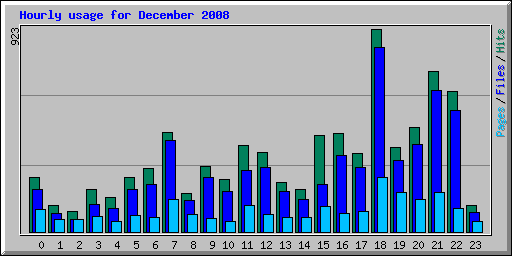 Hourly usage for December 2008