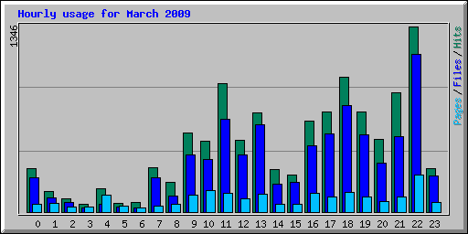 Hourly usage for March 2009